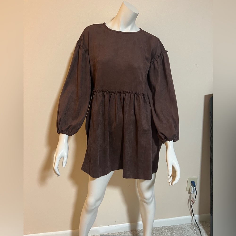 Chelsea & Violet Suede Women Dress/ Tiered/brown/size M/nwt